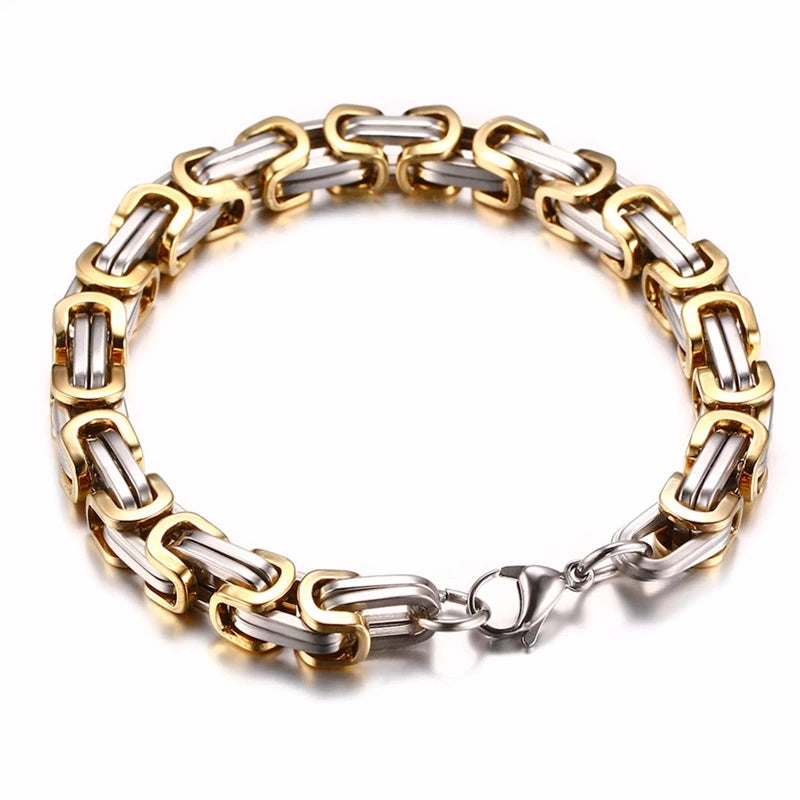 8mm Punk Byzantine Link Chain Bracelets - hopjeweler