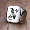 Retro Initials Signet Ring for Men - hopjeweler