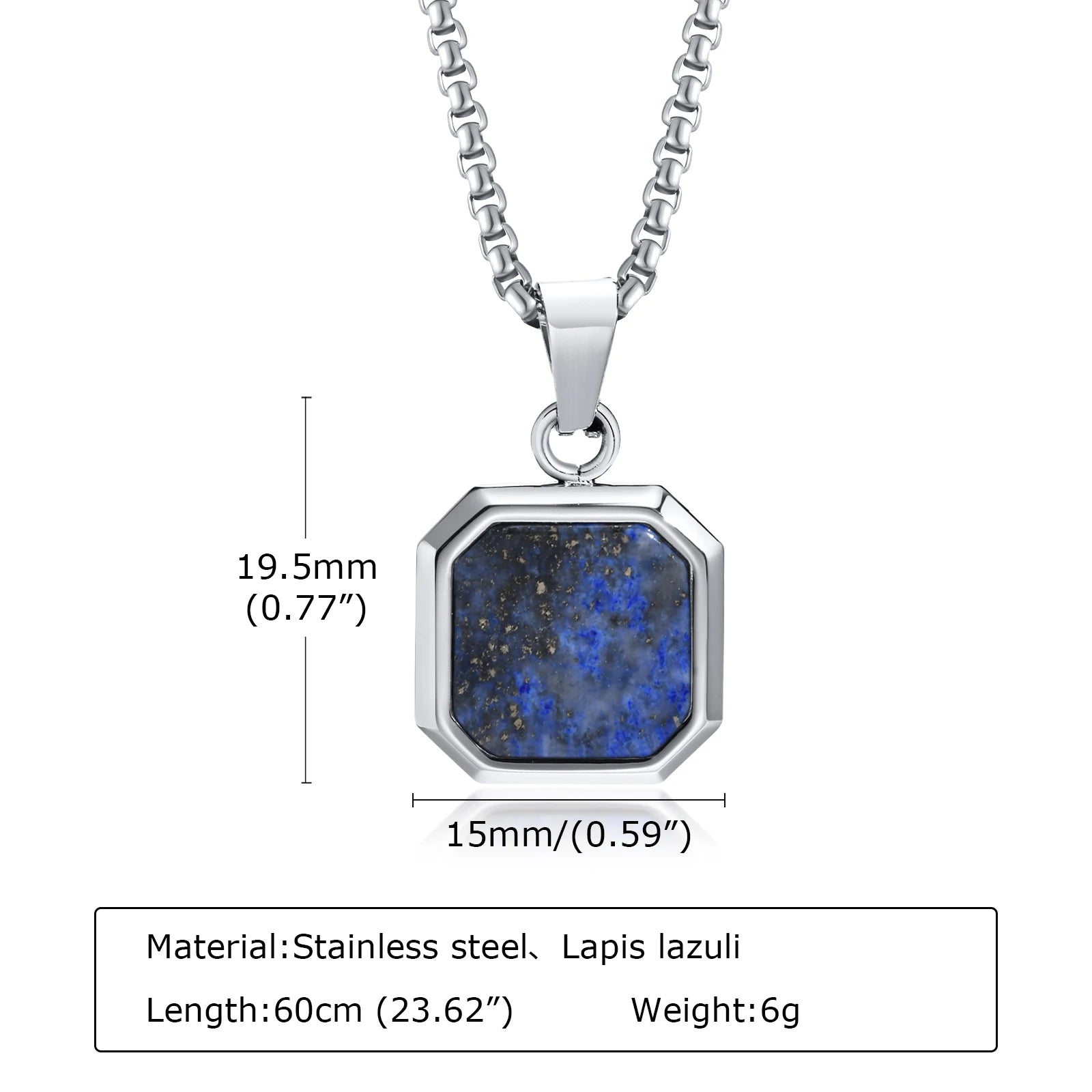 15mm Square Pendant Necklace - hopjeweler